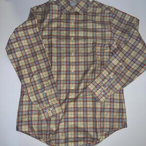 Brooks Brothers Men's Size Medium Plaid Long Sleeve Shirt Slim‎ Fit